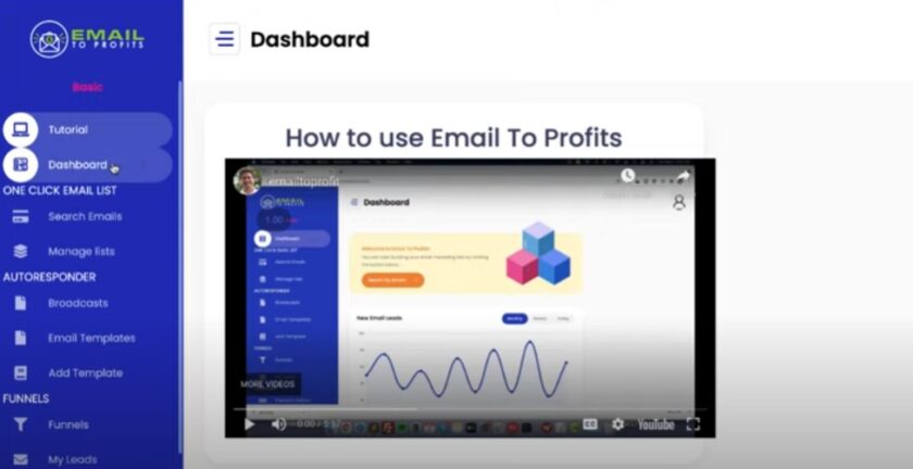  Email 2 Profits system dashboard
